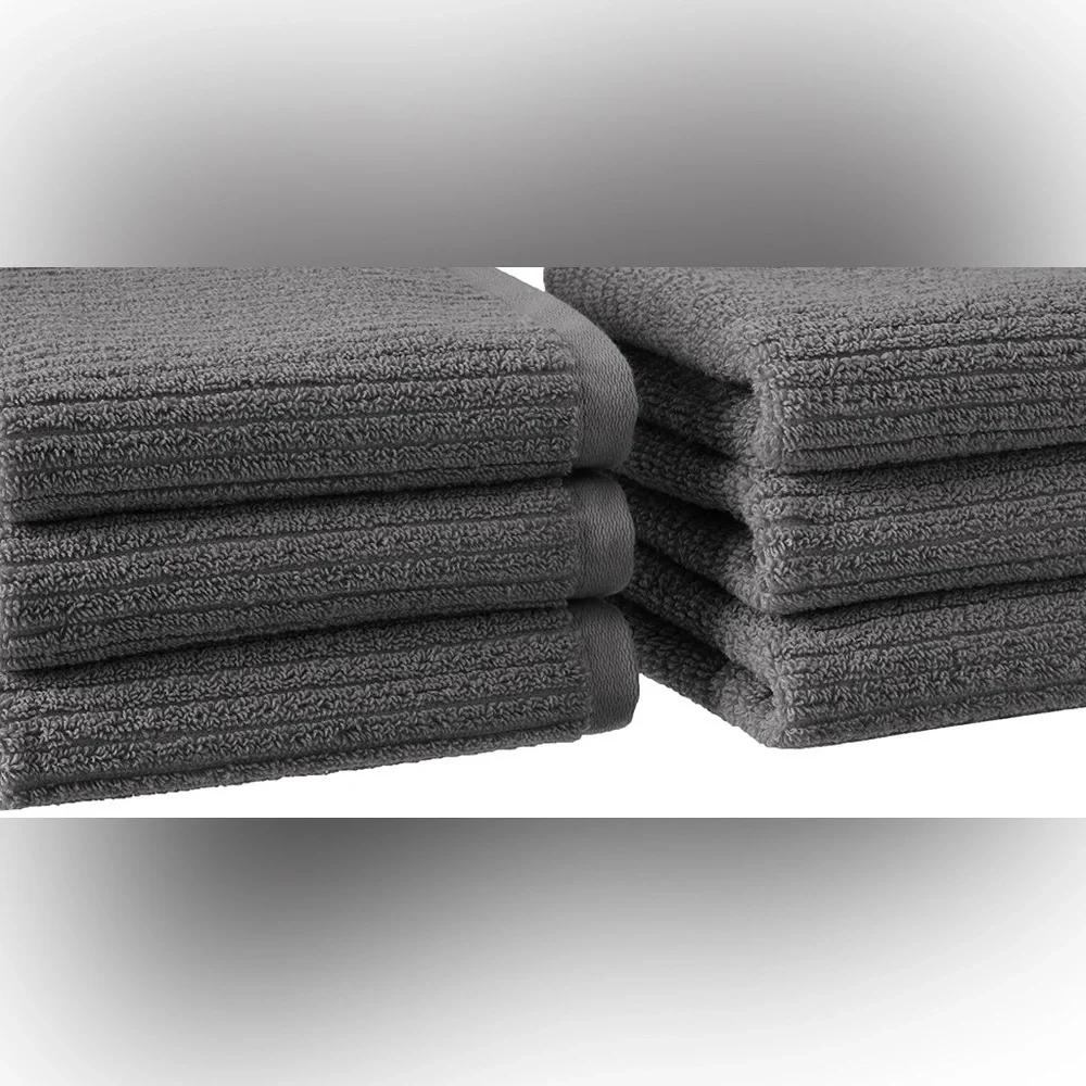 Amazon Aware 100% Organic Cotton Plush Washcloths, 6-Pack, Dark Gray Pack Of 6)